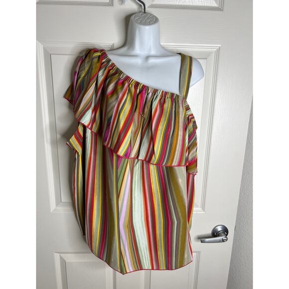 Rachel Roy Women's Off-Shoulder Ruffle Blouse Multicolor Stripe NEW ~ Size 3X - Picture 2 of 6